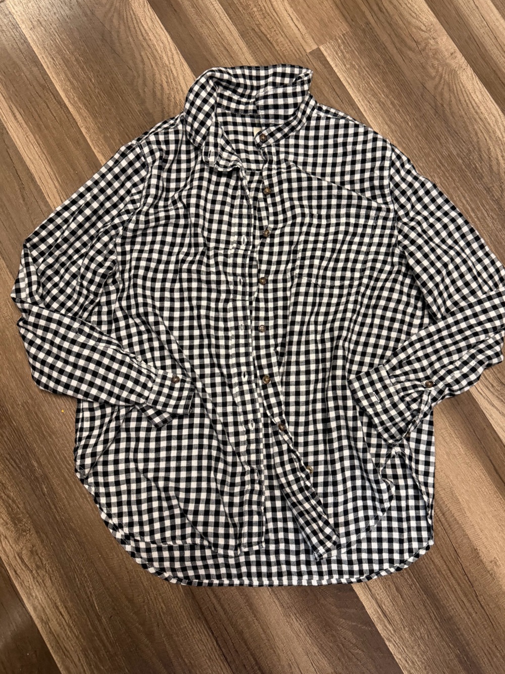 Marine Layer Black and White Gingham Button-Down Shirt